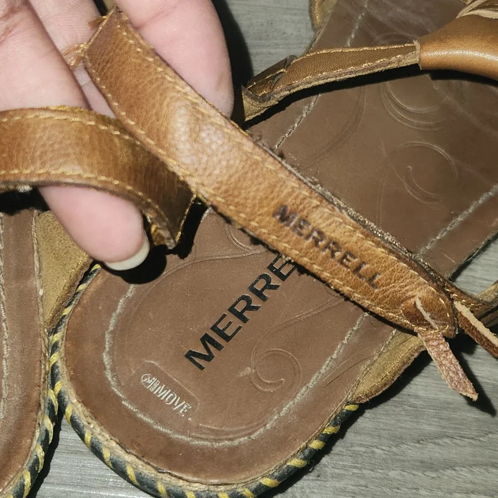 Merrell Tea Leaf Brown Leather Performance Sandals Womens 9 J61718 M-Select MOVE